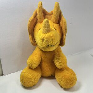 Vintage Dakin Triceratops Dinosaur Stuffed Plush Yellow Gold 8" Made in Korea